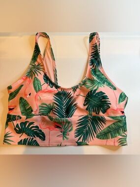 Old Navy Pink Tropical Leaf & Flamingo Bikini set high rise